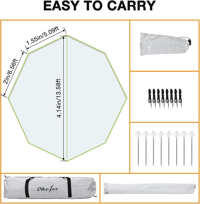 Camping Tarp with Poles Hammock Rain Fly Waterproof &amp Lightweight Tent Tarp Car Awning Sun Shelter Canopy Camping Tent Canopy for Outdoor Party Picnic