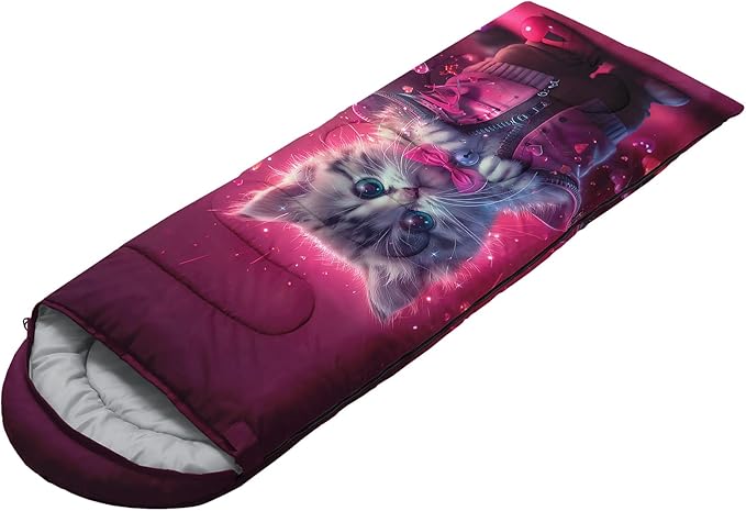 AILONEN Kawaii Panda Sleeping BagsLightweight &amp Waterproof3 Season Warm &amp Cool WeatherDreamy Purple Flower Animal Themed Sleeping Bags for BoysGirlsKidsAdults TravellingOutdoors