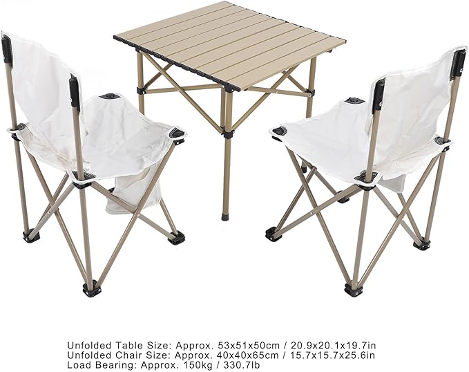 Lightweight Folding Aluminum Alloy Camping Table and Chairs Set with Storage Bags for Outdoor Camping