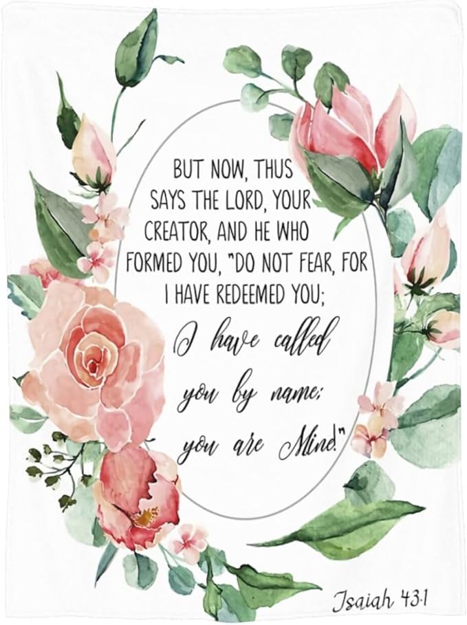 60X50 Isaiah 43 1 Fear Not for I Have Redeemed You Bible Verse Wall Art Lightweight Flannel Blanket - Soft and Breathable Polyester Suitable for Travel Camping and Home Decoration
