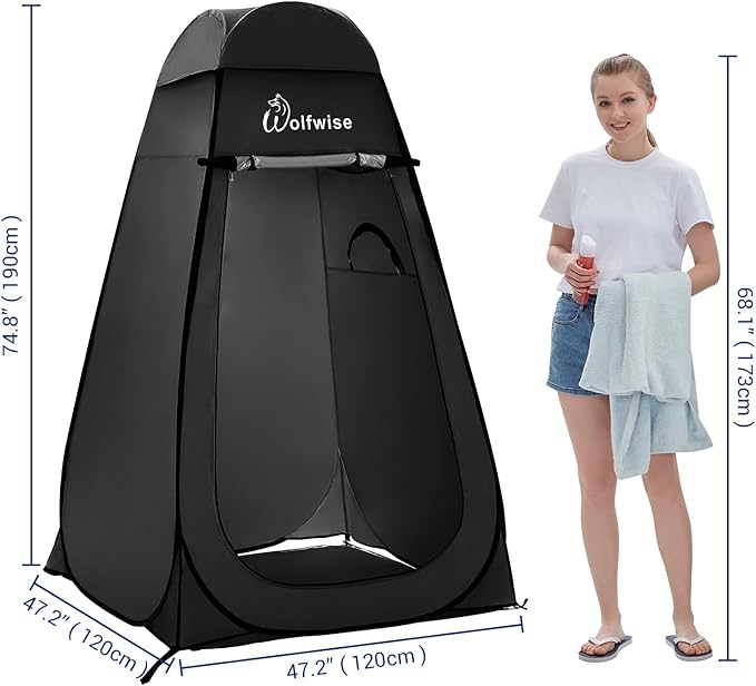 WolfWise Pop Up Changing Tent for Beach Camping Portable Shower Tents Outdoor Privacy Bathroom Change Dressing Clothes Tent Pop Up Instant for Camp Toilet 6.2ft/6.6ft/6.9ft High