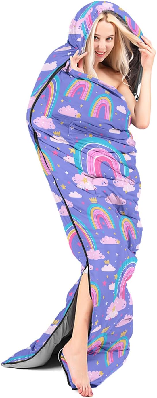 AILONEN Outer Space Astronaut Camping Sleeping BagsLightweight &amp Waterproof3 Season Warm &amp Cool WeatherCartoon Sleeping Bags for KidsBoys Girls TravellingOutdoors