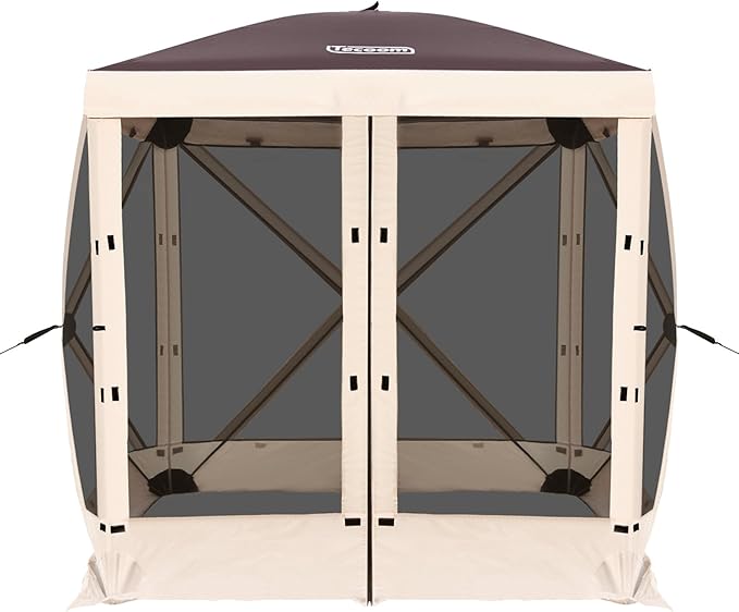 Tecoom 6x6ft Pop Up Gazebo Tent 4-Sided Canopy Shelter Tent with Mesh Windows for Camping Portable Large Shade Tents with Siedwalls Carrying Bag and Stakes for Outdoor Garden Lawn and Backyard