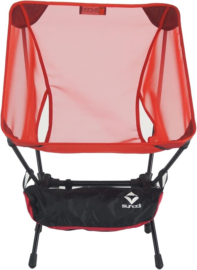 570g Ultralight Folding Camping Chair – Lightweight Aluminum Alloy Moon Chair Portable Backpacking Chair for HikingPicnicFishingRV BalconyPatioIndoor &amp Outdoor Use (Red)