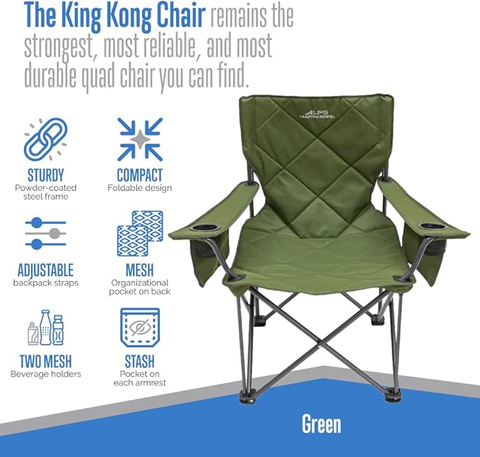 ALPS Mountaineering King Kong Camping Chairs for Adults with Mesh Cup Holders and Pockets Built Durable and Reliable with Compact Foldable Steel Frame