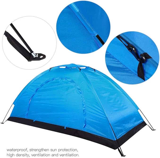 01 Camping Tent for Backpacking Single Person Personal Bivy Tent Outdoor Single Person Leisure Waterproof Tent for Camping Fishing Climbing(Blue)