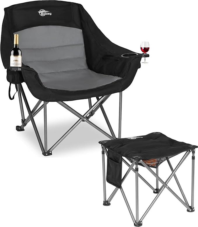 Folding Oversized Camping Chair with Footrest Heavy Duty Camp Chair for Adults