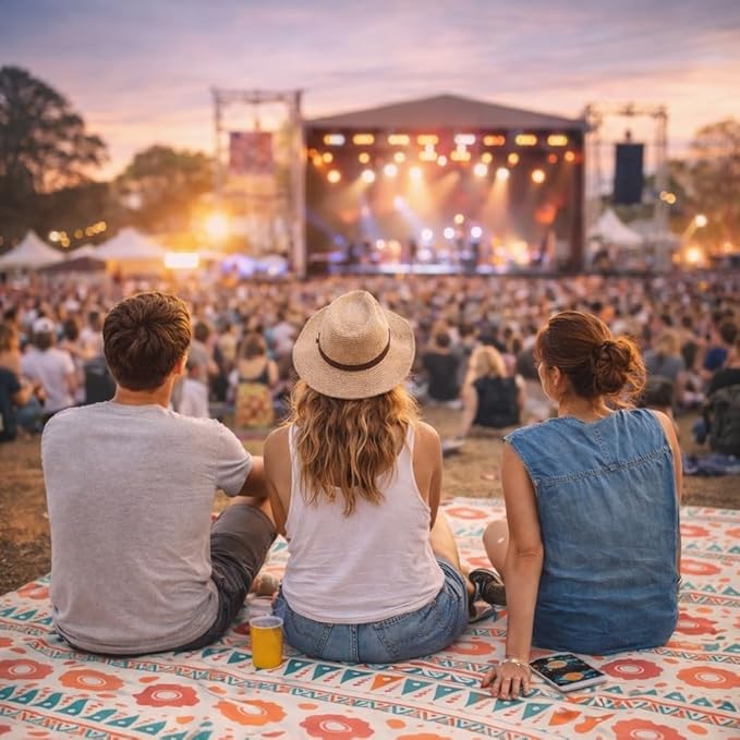 Beach Blanket Sandproof Waterproof 79 X 79 Oversized Outdoor Picnic Blanket Large Sand Free Beach Mat Lightweight Foldable Mat for Travel Camping Festival (Orange Floral Shore)