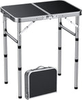 EYPINS Folding Camping Table Portable - Aluminum 22.8'' Lx15.7'' W3 Height Adjustable Small Camping Table LightweightWaterproof Outdoor Folding Table with Carry Handle for Picnic CookingBBQBeach