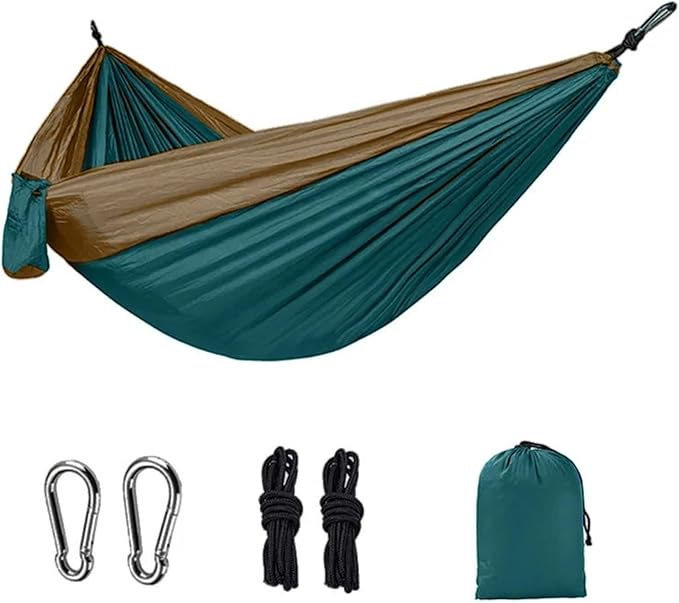 270x140cm Portable Hammocks Nylon Color Parachute Fabric Single and Double Size Outdoor Camping Hiking Garden Hammock(Dark Green)
