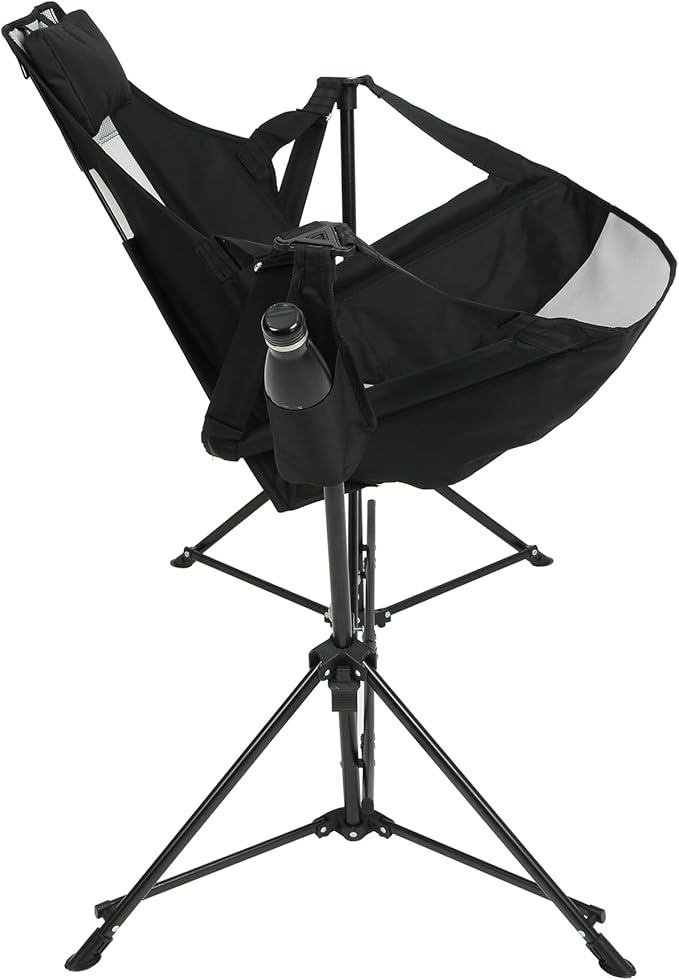Hammock Camping Chair Folding Portable Rocking Chair Aluminum Alloy Adjustable Back Swinging Chair with Pillow Cup Holder Recliner with Carry Bag for Outdoor Travel Lawn Backyard Black (2pcs)