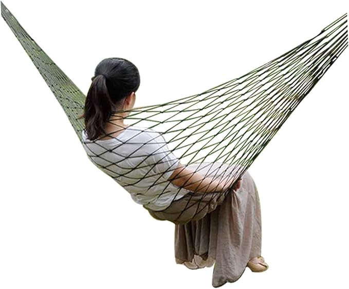 VANZACK 2pcs Outdoor Nylon Rope Hammock Portable Mesh Hanging Bed for Camping Hiking and Leisure Army and Breathable Design