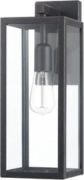 Globe Electric 44837 1-Light Outdoor Indoor Wall Sconce Brushed Dark Bronze Clear Glass Shade Back Porch Lights Front Patio Garage Fixture Exterior Lighting for House