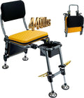 Upgraded All Terrain Foldable Fishing ChairU-Shaped Adaptive Design Adult Fishing Chair with FootrestOutdoor Camping Chair with Legs Adjustable (Yellow)