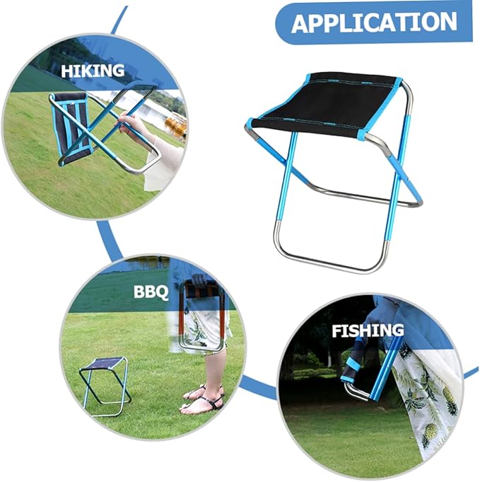 Portable Folding Stool Lightweight and Durable Mini Fishing Chair for Camping Beach and Outdoor Activities Multi-Functional Travel Seat Easy Storage and Carry Small Blue