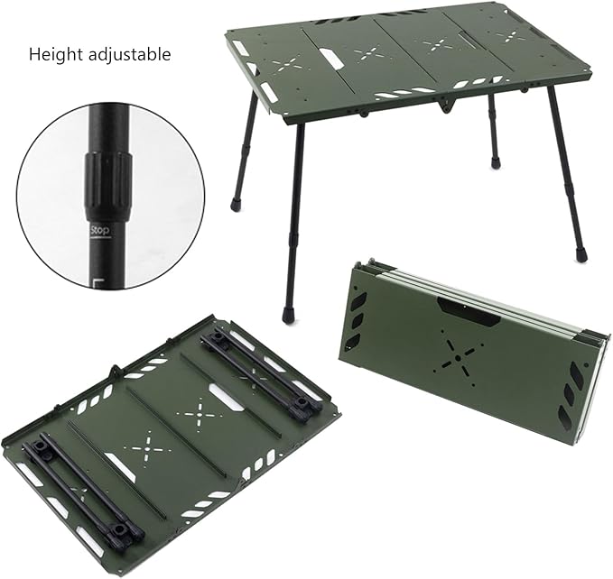 Outdoor Folded Table Regulable Rack Desktop Desktop Double Layers Storage Rack for Camping and Hiking