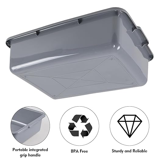 4 Packs 23 L Restaurant Plastic Bus Tubs Commercial Bus Box Bins Gray