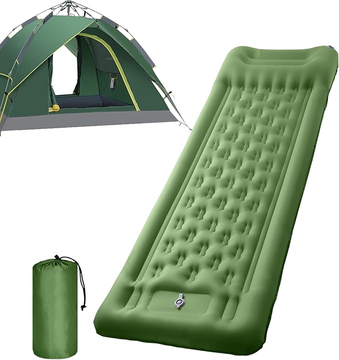 Inflatable Sleeping Pad for Camping | 4.3 Inch Thick Inflatable Mattress - Built-in Foot Pump Backpacking Sleeping Pad - for Adults Backpacking Hiking Travel Outdoor Car Tent
