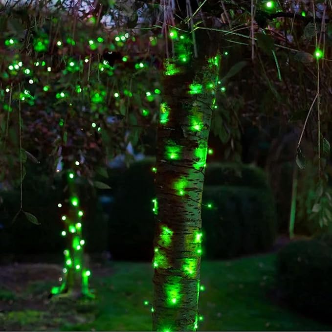 Upgrade Solar String Lights for Outside 2 Pack Total 180FT 500LED String Lights Outdoor with 8 Modes IP65 Waterproof Outdoor Solar Twinkle Lights Garden Tree Party Christmas Decorations Green