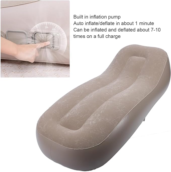 Ejoyous Inflatable Lounger Ultra Wide Inflatable Couch Portable Blow Up Sofa Chair Air Mattress with Built in Pump for Home Outdoor Camping Picnic Beach Travel