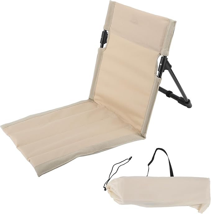 Outdoors Beach Loungers Beach Lounge Chairs Beach Chairs Portable Folding Beach Mat Lounge Chair with Oversized Zippered Pocket Adjustable Backrest Storage Pouch for Camping Beach (Khaki)