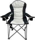 Wild Scape Oversized Folding Camping Chair for Adults Foldable Beach Chairs with Cup Holder Cooler Pocket Storage Bag Heavy Duty Portable Fishing Chair for Outdoor Garden Picnic Grey &amp Blac