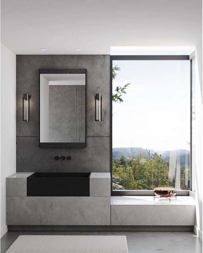 Progress Lighting Z-1030 LED Collection 1-Light Clear Glass Modern Outdoor Medium Wall Lantern Light Textured Black 20.00x5.13x5.13