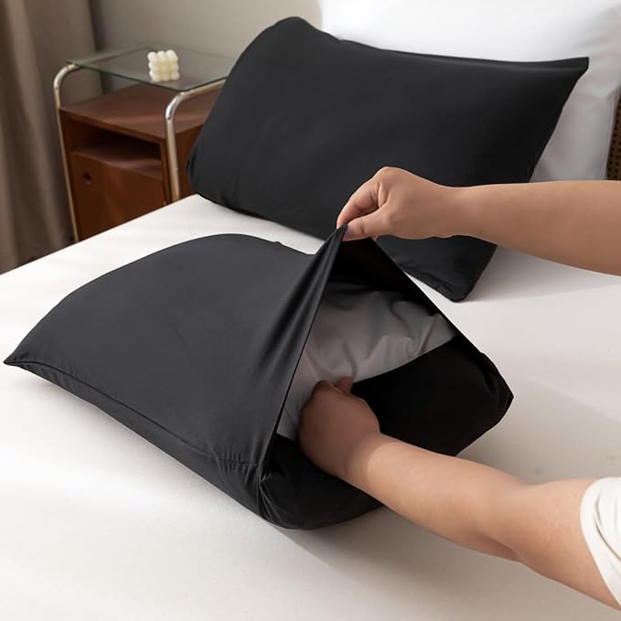 ROSGONIA Oversized King Comforter Black 3pcs(1 Boho Comforter &amp 2 Pillowcases) Soft Lightweight Oversized King Size Comforter Sets All Season Bedding