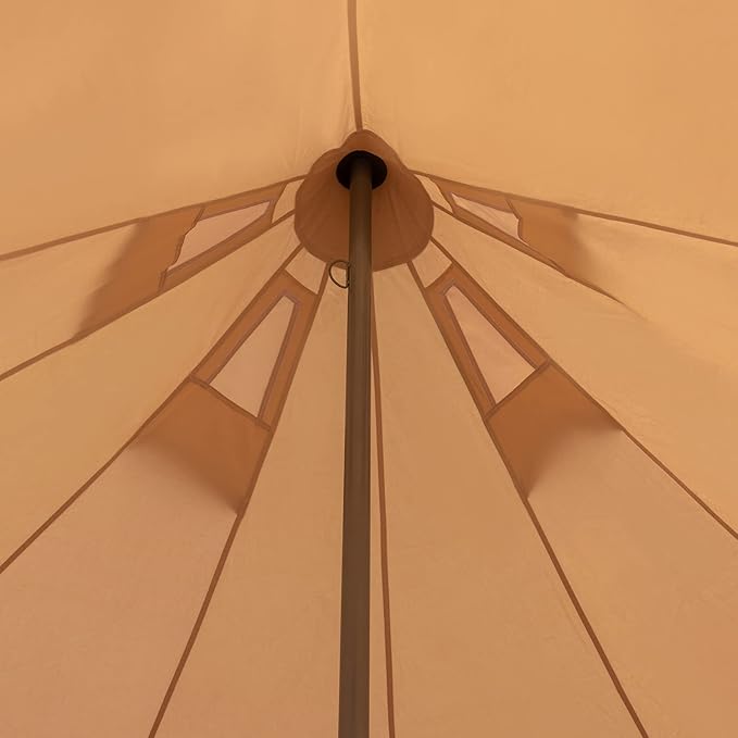 Bell Tent Yurt Tents with Carrying Bag 4 Seasons Waterproof Tent 6.5ft Sturdy Center Rod for Camping 100% Cotton Glamping Tents Breathable Holds up to 2 People