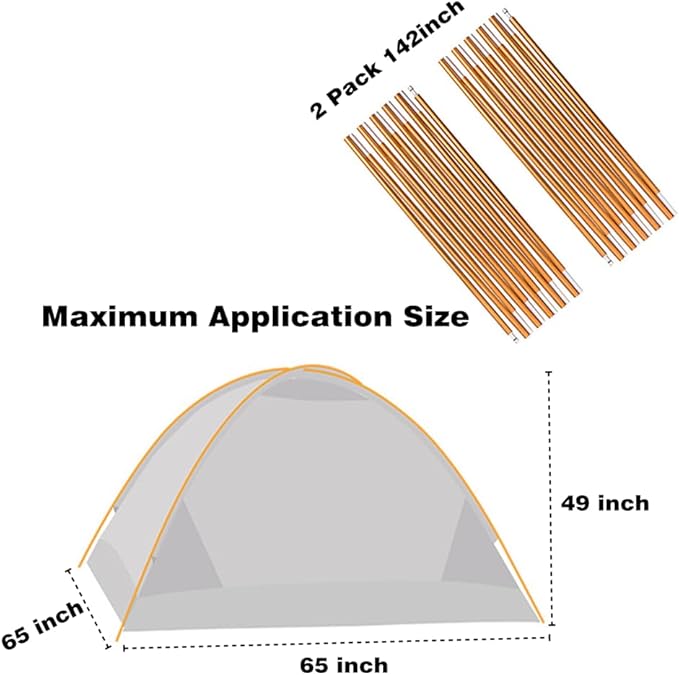 Aluminum Tent Poles Replacement2 Pack 11.8 ft 7001 Alloy Bar Preassembled Tent Accessories for Hiking Camping Supporting Rod Repair Kit
