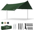 Bessport Camping Tarp 16×9.8FT with 2 Poles Lightweight Car Awning Sunshade Portable Multifunctional Backpacking PU 3000mm Waterproof Rain Fly Hammock Tarp for OutdoorTraveling Hilking