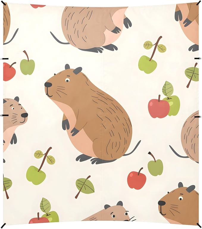 Capybara Green Apple Camping Sun Shelter Beach Tent Portable Beach Sun Shade Outdoor Canopy for Camping Trips Fishing Picnic