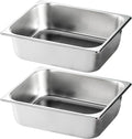Chafing Pans Hotel Pan 2Pcs Stainless Steel Buffet Server Polished Stackable 6L Chafing Pans Smooth 12.8x10.4x3.9in Steam Table Pan for Restaurant School