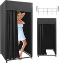 Clothing Store Fitting Room 39×39×78 inch Clothing Store Fitting Room with Shading Curtain Portable Temporary Mobile 95% Privacy Protection Dressing Room with Castors &amp Hanger (Black)
