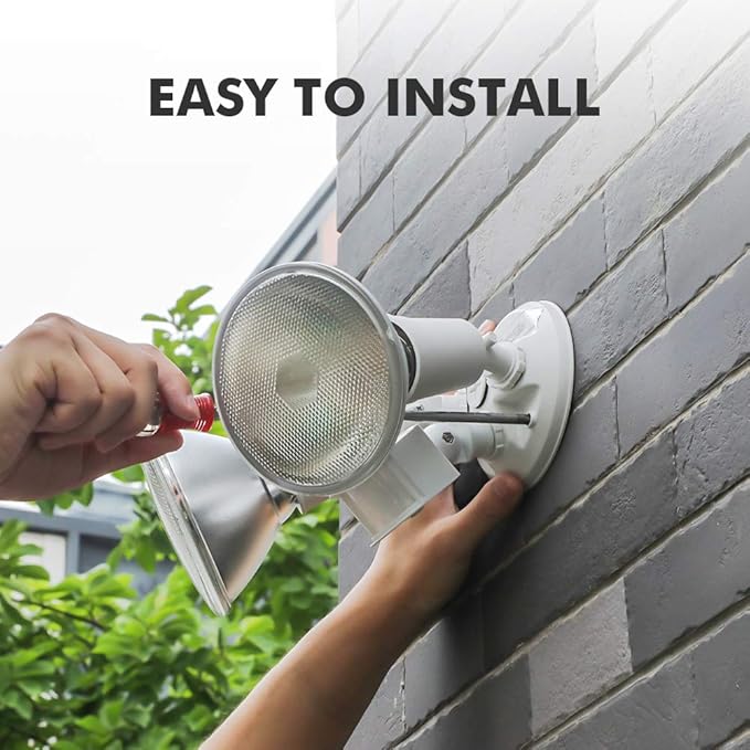 LUTEC 2 Packs 300 Watt Halogen Motion Activated Integrated Dual-Head Floodlight Outdoor Waterproof Exterior Security Wall Light for Patio Garden Yard White