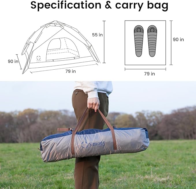 S'More 1/2 Person Beach Tent Lightweight &amp Easy Set Up Pop up Tent UFP 30+ Quick Portable Sun Shade Shelter for BeachPicnic Backyard Festival