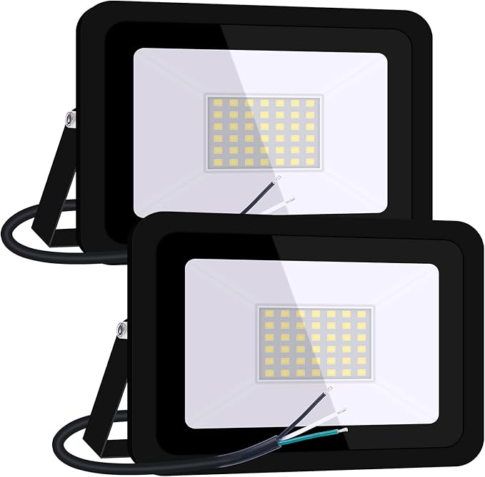 MIHEAL 2 Pack 50W LED Flood Light Cool White IP68 Waterproof Super Bright Work Light 110V Outdoor Floodlight for Yard Garden Garage Lawn Court