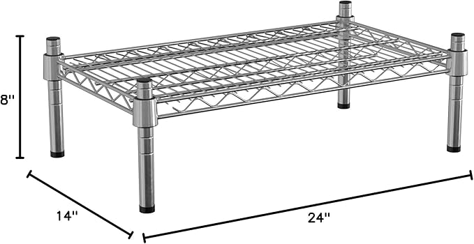14 x 24 NSF Chrome Wire Stationary Dunnage Storage Rack with 8 Posts Ideal for Commercial Kitchen Home Garage Warehouse Shelters