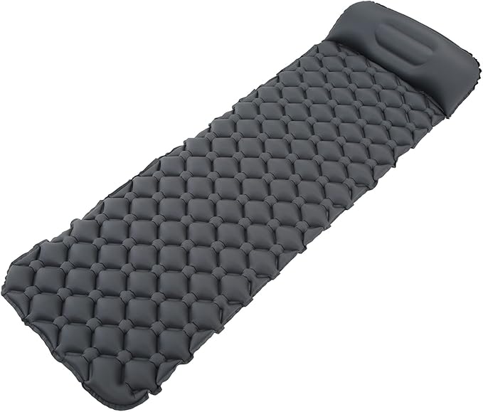 Outdoor Sleeping Mattress Camping Sleeping Pad Inflatable Sleeping Mat with TPU Sealing Coating and Head Pillow Portable Sleeping Mat for Backpacking Hiking Travel