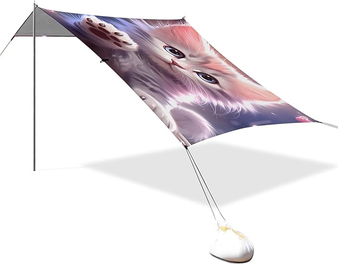 Cute CatCamping Sun Shelters 9.2 x 10.5 FT Beach Canopy Tent Sun Shade with Carrying Bag for Camping Trips Fishing Backyard Fun or Picnics 21340133
