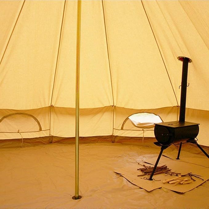 PlayDo Waterproof 4 Season Cotton Canvas Hot Tent Bell Wall Tent Yurt Tent with Stove Jack Hole for Outdoor Family Camping