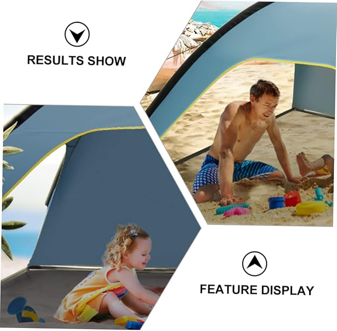 Mikikit 1Pc Quick Opening Camping Tent Shelter Lightweight Beach Canopy Mat Portable Outdoor Tarp for Hiking Picnic and Family Use Durable UV Protection Removable Base
