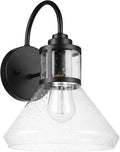 GLOBE Electric 44661 Torrent 1-Light Outdoor Wall Sconce Black Seeded Glass Shade 60W Vintage Edison Incandescent Bulb Included