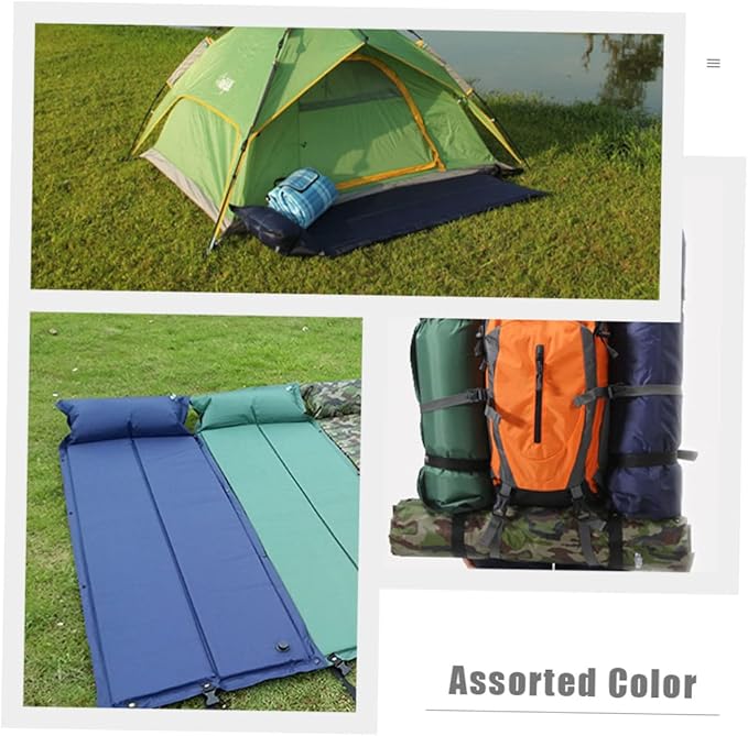 Inflatable Camping Sleeping Pad with Pillow Wear Resistant Sleep Mat Outdoor Tent Accessory for Picnic and Hiking Heat Insulation Camping Mattress