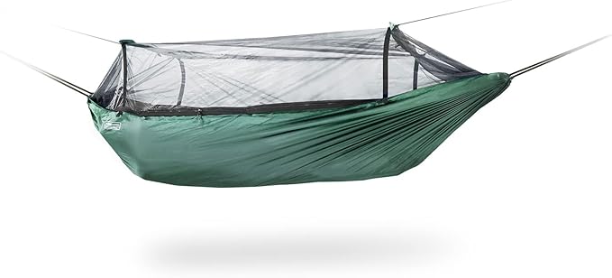 DD Hammocks Frontline Hammock - Olive Green - Portable Lightweight Camping Jungle Hammock with Mosquito Net for Outdoor Backpacking &amp Hiking