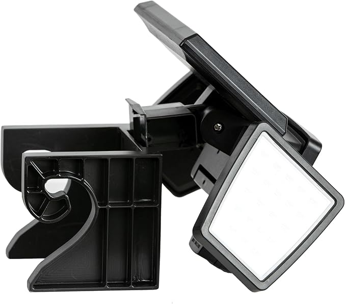 Insert Solar Lights AMS1971 1000 Lumens Motion-Activated Triple-Head Solar-Powered Security Light with Tool-Free Gutter Mount Bracket (Black)