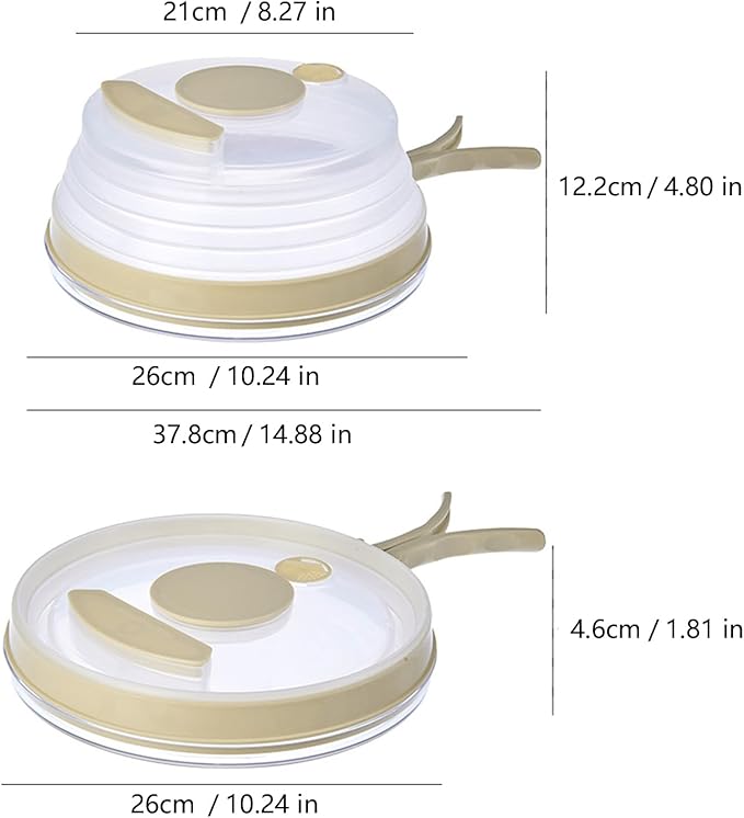 Space-saving foldable microwave cover and raised heat-resistant steam protection lid for food safety heat-resistant portable microwave cover
