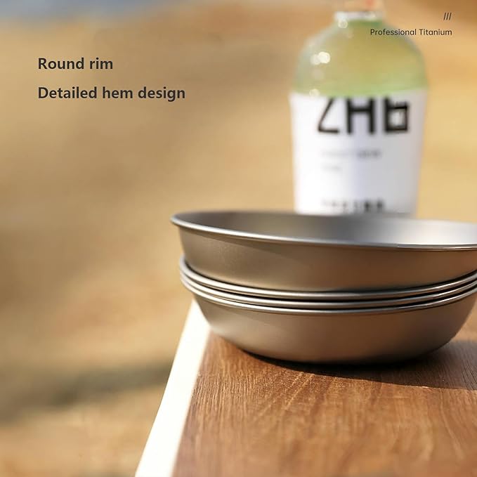 Titanium Plate Camping Picnic Tableware 27fl oz Cooking Utensils Extremely Light Dishes Bowl 110g (Ta8220F)
