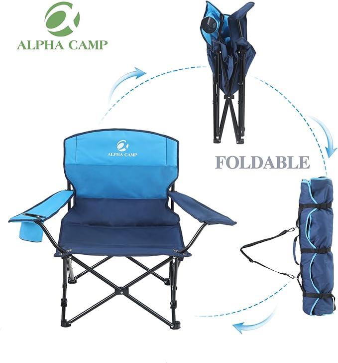 ALPHA CAMP Low Profile Camping Chair Portable Lawn Chairs Folding Support 300 LBS Collapsible Chair