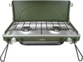 ONLYFIRE OUTDOOR LIVING Portable Camping Gas Stove 2-Burner Propane Camp Stove with Foldable Legs Heavy-Duty Latch &amp Handle for Patio Cooking Camping Tailgating RV BBQ Green GS331
